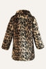 Load image into Gallery viewer, Brown Leopard Lapel Neck Midi Faux Fur Shearling Coat