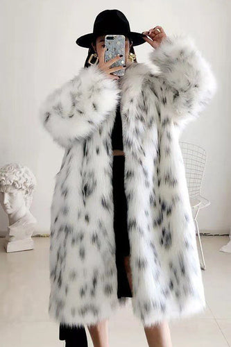 White Oversized Long Faux Fur Shearling Coat