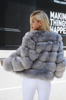 Load image into Gallery viewer, Grey Fluffy Cropeed Shawl Lapel Faux Fur Shearling Coat