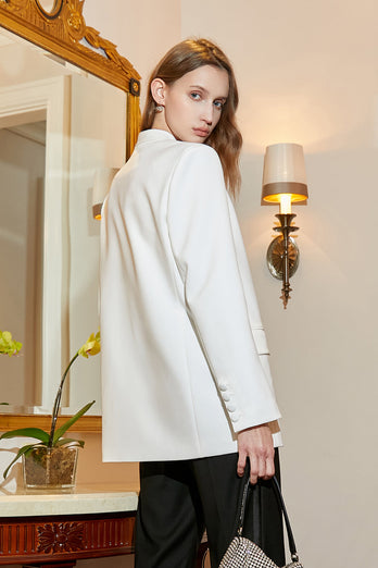 Sparkly White Oversized Longline Prom Blazer For Women