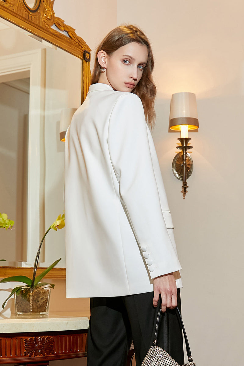 Load image into Gallery viewer, Sparkly White Oversized Longline Prom Blazer For Women