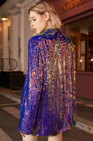 Load image into Gallery viewer, Sparkly Purple Sequins Oversized Longline Prom Blazer For Women