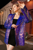 Load image into Gallery viewer, Sparkly Purple Sequins Oversized Longline Prom Blazer For Women