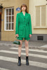 Load image into Gallery viewer, Green Belted Fitted Women Shorts and Blazer Suit Set