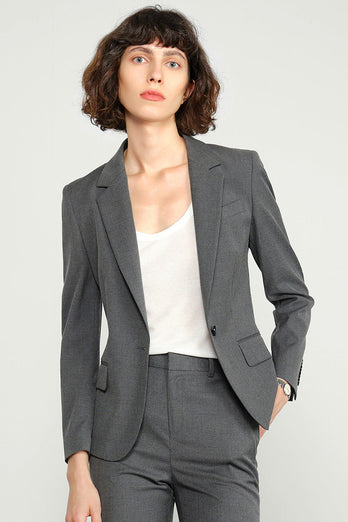 Black Notched Lapel Single Breasted Women Party Blazer