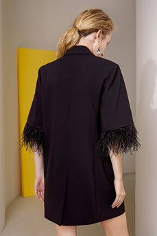 Oversized Prom Blazer For Women with Feathers