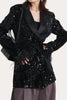 Load image into Gallery viewer, Glitter Black Sequins Women Prom Homecoming Blazer with Feathers