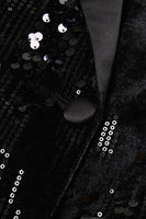 Load image into Gallery viewer, Glitter Black Sequins Women Prom Homecoming Blazer with Feathers