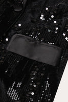 Load image into Gallery viewer, Glitter Black Sequins Women Prom Homecoming Blazer with Feathers