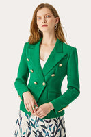 Load image into Gallery viewer, Green Double Breasted Peak Lapel Women Prom Blazer