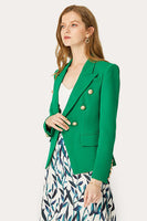 Load image into Gallery viewer, Green Double Breasted Peak Lapel Women Prom Blazer