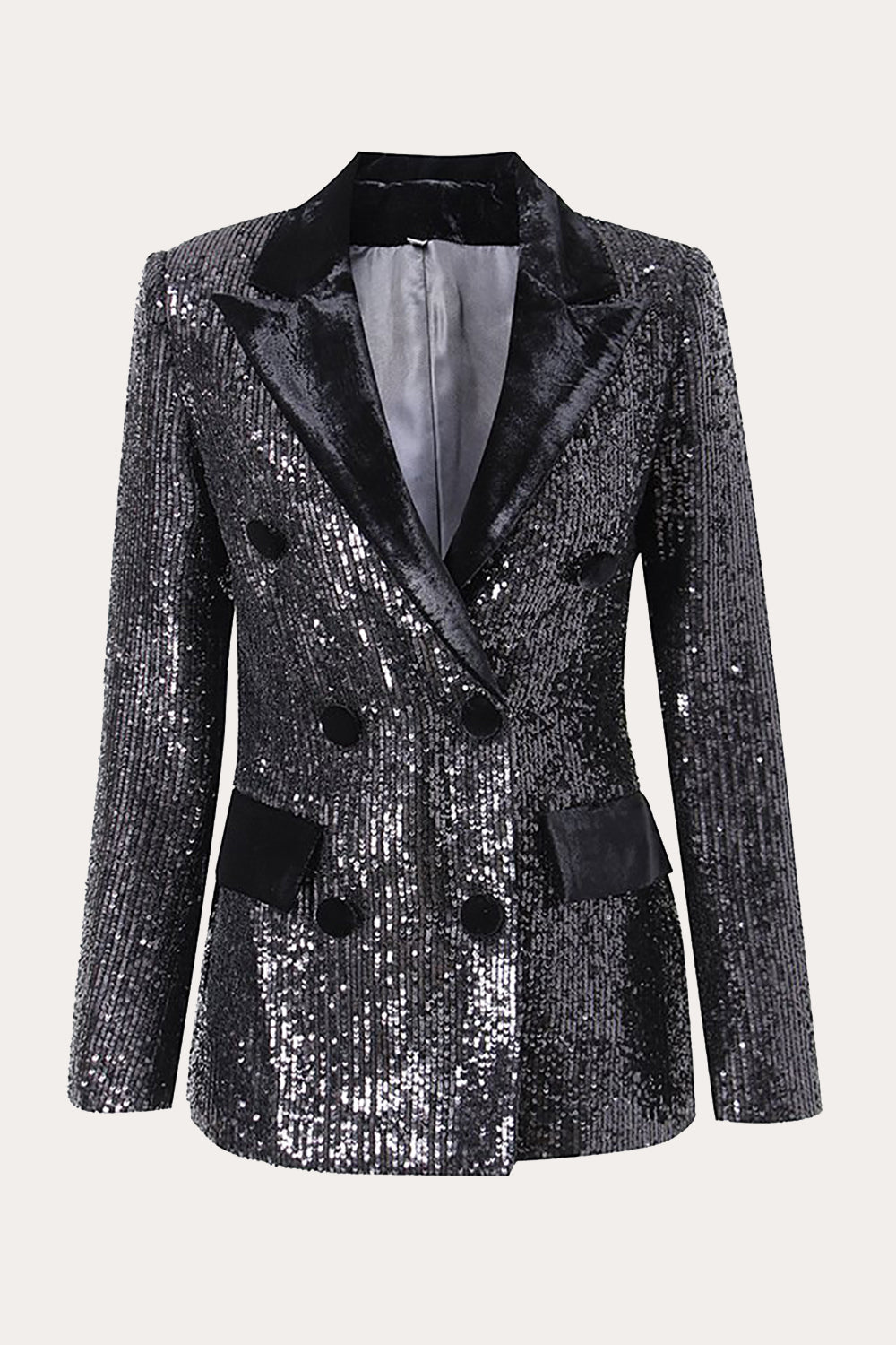 Sparkly Black Sequins Double Breasted Women Prom Blazer