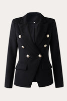 Load image into Gallery viewer, Black Double Breasted Peak Lapel Women Party Blazer