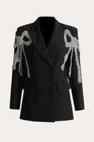 Load image into Gallery viewer, Sparkly Black Beaded Peak Lapel Prom Women Blazer