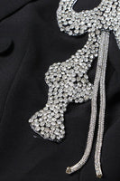 Load image into Gallery viewer, Sparkly Black Beaded Peak Lapel Prom Women Blazer