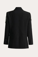 Load image into Gallery viewer, Sparkly Black Beaded Peak Lapel Prom Women Blazer