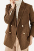 Load image into Gallery viewer, Brown Double Breasted Peak Lapel Women Blazer