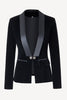Load image into Gallery viewer, Black Shawl Lapel Velvet Women Blazer