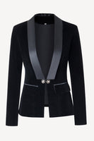 Load image into Gallery viewer, Black Shawl Lapel Velvet Women Blazer