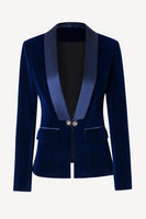 Load image into Gallery viewer, Black Shawl Lapel Velvet Women Blazer
