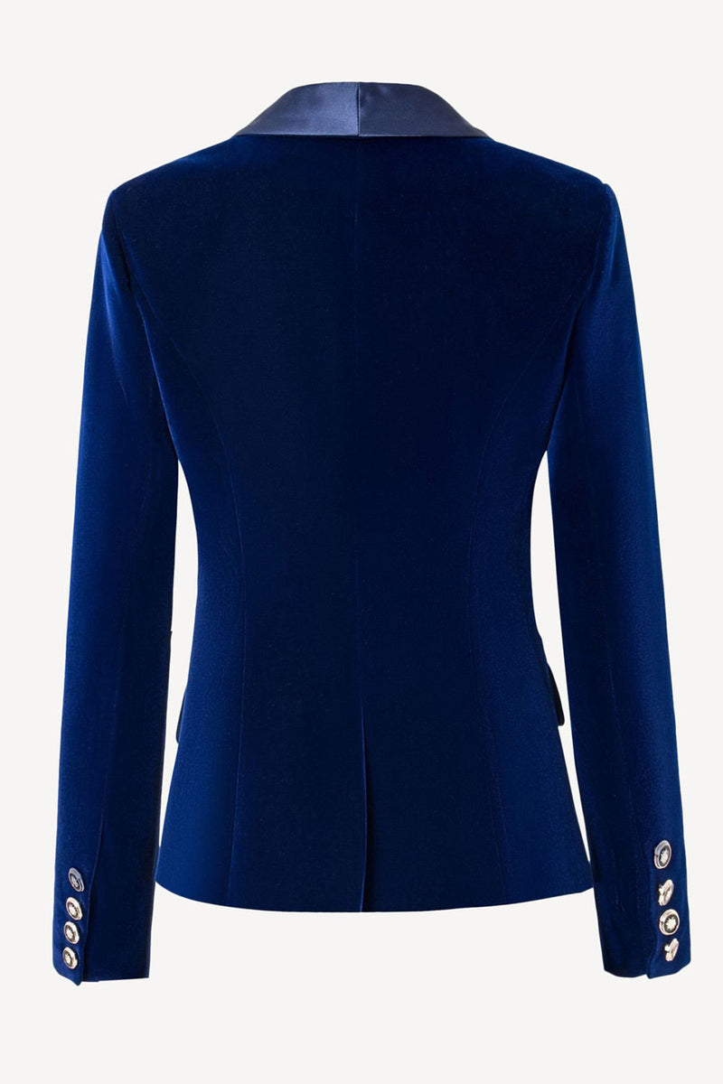 Load image into Gallery viewer, Black Shawl Lapel Velvet Women Blazer