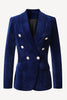 Load image into Gallery viewer, Navy Double Breasted Shawl Lapel Women Party Blazer