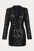 Load image into Gallery viewer, Sparkly Black Sequins Double Breasted Women Blazer
