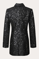 Load image into Gallery viewer, Sparkly Black Sequins Double Breasted Women Blazer