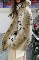 Load image into Gallery viewer, Khaki Print Long Faux Fur Coat
