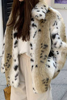 Load image into Gallery viewer, Khaki Print Long Faux Fur Coat
