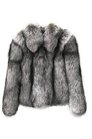 Load image into Gallery viewer, Grey Lapel Neck Shearling Cropped Faux Fur Coat