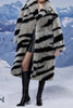 Load image into Gallery viewer, Dark Grey Zebra Pattern Imitation Oversized Long Faux Fur Shearling Coat