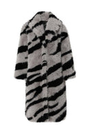 Load image into Gallery viewer, Dark Grey Zebra Pattern Imitation Oversized Long Faux Fur Shearling Coat