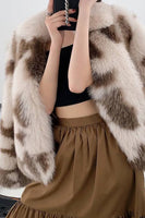 Load image into Gallery viewer, Khaki Shawl Lapel Midi Faux Fur Shearling Coat