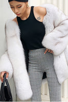 Load image into Gallery viewer, White Oversized Open Front Faux Fur Women Coat