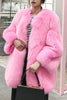 Load image into Gallery viewer, Hot Pink Shawl Lapel Oversized Faux Fur Women Coat