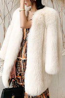Load image into Gallery viewer, Hot Pink Shawl Lapel Oversized Faux Fur Women Coat