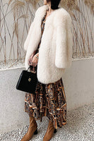 Load image into Gallery viewer, Hot Pink Shawl Lapel Oversized Faux Fur Women Coat