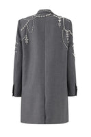 Load image into Gallery viewer, Sparkly Grey Beaded Double Breasted Women Blazer