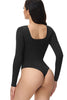 Load image into Gallery viewer, Black Long Sleeves Scoop Neck Tummy Control Shapewear