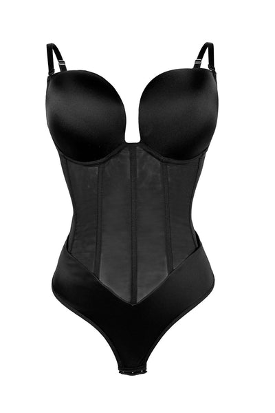 Women Black Corset Tummy Control Butt Lifting Bodysuit Shapewear