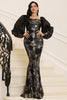 Load image into Gallery viewer, Black Square Neck Sequins Long Prom Dress
