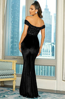 Load image into Gallery viewer, Royal Blue Off the Shoulder Sequin Sheath Long Prom Dress