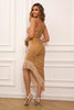 Load image into Gallery viewer, Black One Shoulder Sequin Cocktail Dress With Tassels