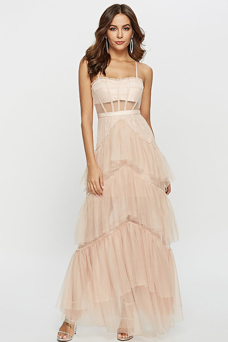 Load image into Gallery viewer, Black Corset Asymmetrical Tulle Long Prom Dress