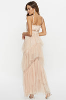 Load image into Gallery viewer, Black Corset Asymmetrical Tulle Long Prom Dress