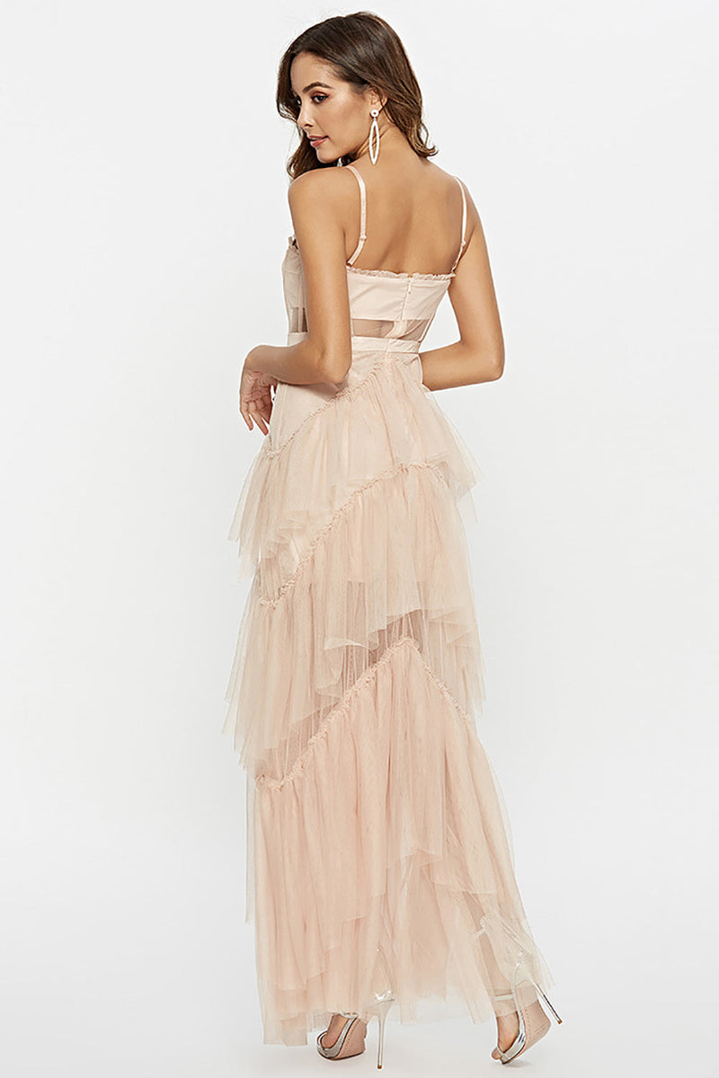 Load image into Gallery viewer, Black Corset Asymmetrical Tulle Long Prom Dress