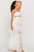 Load image into Gallery viewer, Black Corset Asymmetrical Tulle Long Prom Dress