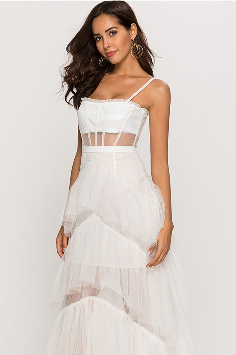 Load image into Gallery viewer, Black Corset Asymmetrical Tulle Long Prom Dress