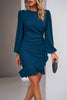 Load image into Gallery viewer, Black Bodycon Round Neck Short Party Dress With Puff Sleeve